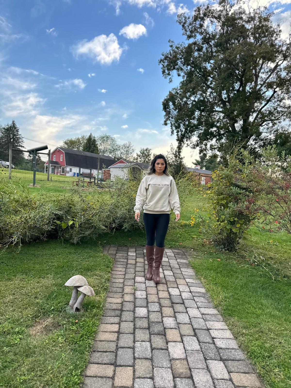 CAN'T TALK, I'M EDITING EMBROIDERED SWEATSHIRT