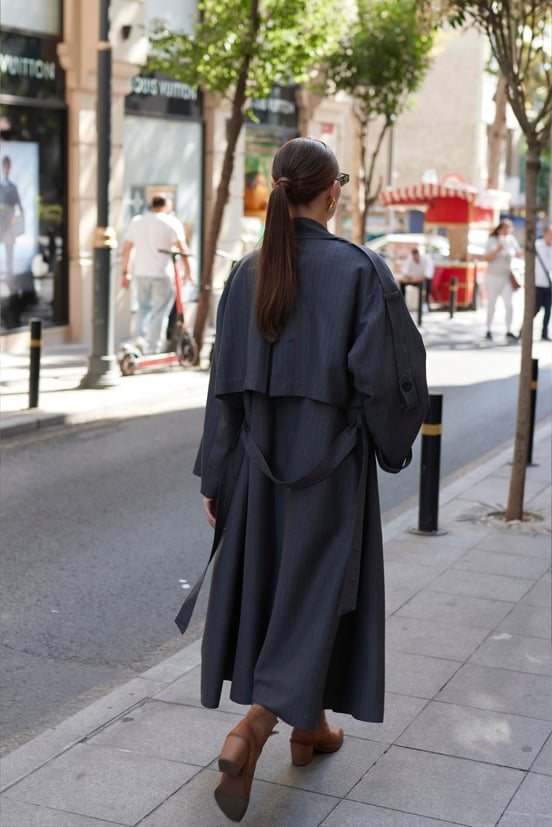 OVERSIZED PINSTRIPE LONG COAT